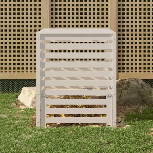 vidaXL kompostbeholder 82,5x82,5x99,5 cm massivt fyrretræ hvid - Kompostbeholdere