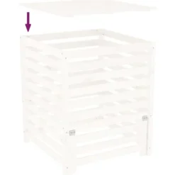 vidaXL kompostbeholder 82,5x82,5x99,5 cm massivt fyrretræ hvid - Kompostbeholdere
