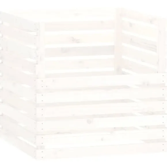 vidaXL kompostbeholder 80x80x78 cm massivt fyrretræ hvid - Kompostbeholdere