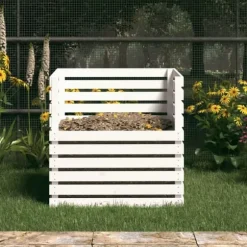 vidaXL kompostbeholder 80x80x78 cm massivt fyrretræ hvid - Kompostbeholdere