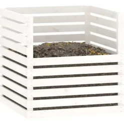 vidaXL kompostbeholder 80x80x78 cm massivt fyrretræ hvid - Kompostbeholdere