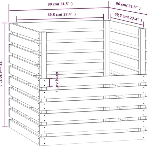 vidaXL kompostbeholder 80x80x78 cm massivt fyrretræ hvid - Kompostbeholdere