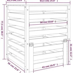 vidaXL kompostbeholder 63,5x63,5x77,5 cm massivt fyrretræ Hvid - Kompostbeholdere