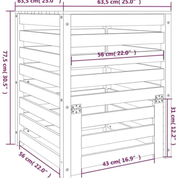 vidaXL kompostbeholder 63,5x63,5x77,5 cm massivt fyrretræ Hvid - Kompostbeholdere