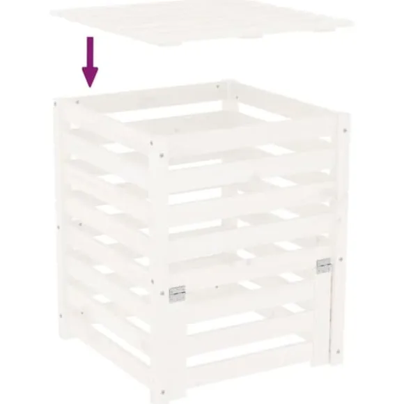vidaXL kompostbeholder 63,5x63,5x77,5 cm massivt fyrretræ Hvid - Kompostbeholdere