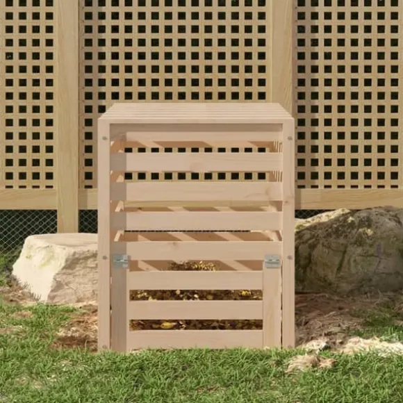vidaXL kompostbeholder 63,5x63,5x77,5 cm massivt fyrretræ - Kompostbeholdere