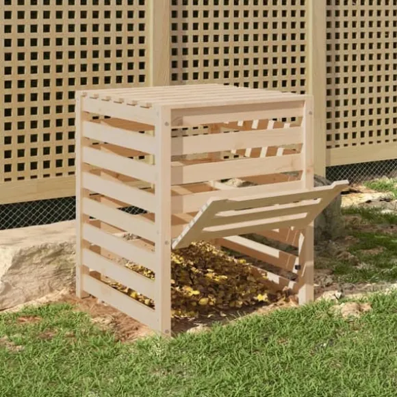 vidaXL kompostbeholder 63,5x63,5x77,5 cm massivt fyrretræ - Kompostbeholdere