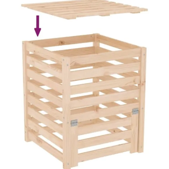 vidaXL kompostbeholder 63,5x63,5x77,5 cm massivt fyrretræ - Kompostbeholdere