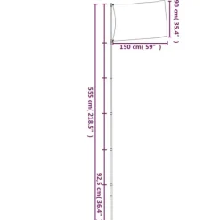 vidaXL Kroatien flag og flagstang 5,55 m aluminium