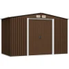 vidaXL opbevaringsskur til haven 257x205x178 cm stål brun - Skure & Redskabsskure