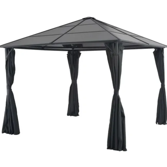 vidaXL pavillon med gardin aluminium 3 x 3 m sort - Festtelte & havepavilloner