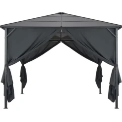 vidaXL pavillon med gardin aluminium 3 x 3 m sort - Festtelte & havepavilloner