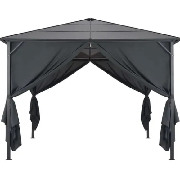 vidaXL pavillon med gardin aluminium 3 x 3 m sort - Festtelte & havepavilloner