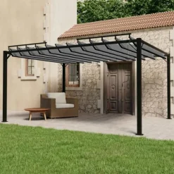 vidaXL pavillon med lameltag 3x4 m aluminium og stof antracitgrå - Festtelte & havepavilloner