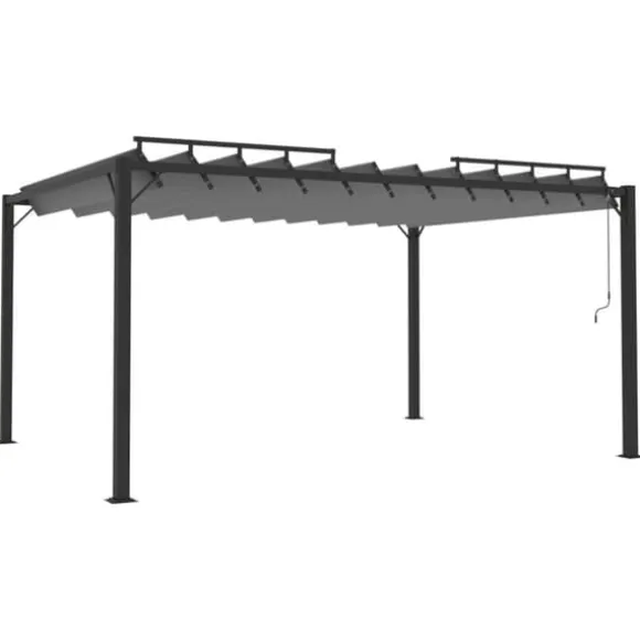 vidaXL pavillon med lameltag 3x4 m aluminium og stof antracitgrå - Festtelte & havepavilloner