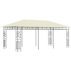 vidaXL pavillon med myggenet 6x3x2,73 cm cremefarvet - Festtelte & havepavilloner