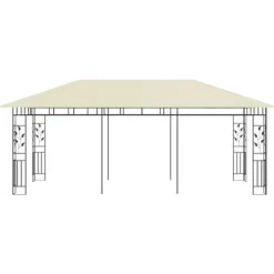 vidaXL pavillon med myggenet 6x3x2,73 cm cremefarvet - Festtelte & havepavilloner