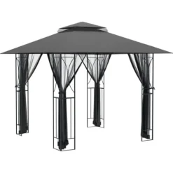 vidaXL pavillon med sidevægge 300x300x270 cm stål antracitgrå - Festtelte & havepavilloner