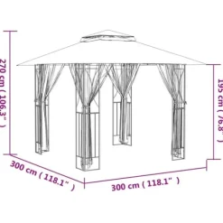 vidaXL pavillon med sidevægge 300x300x270 cm stål antracitgrå - Festtelte & havepavilloner
