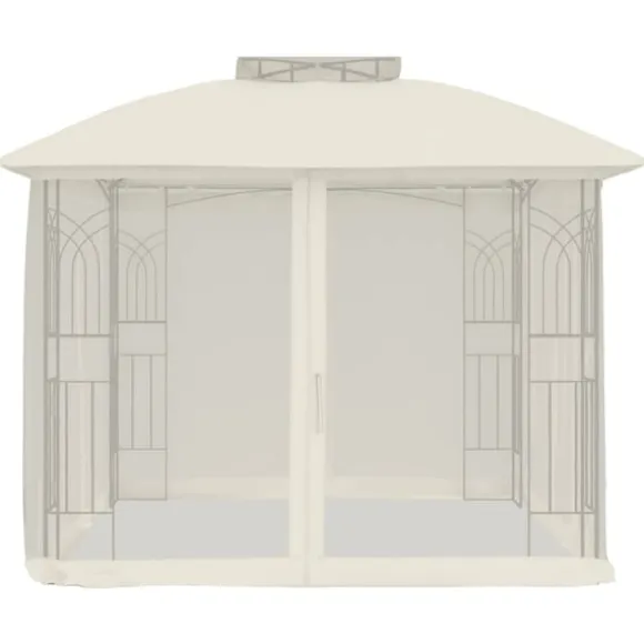 vidaXL pavillon 2,94x2,94 m dobbelt tag + meshvægge stål cremefarvet