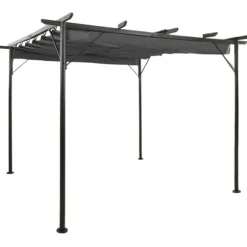 vidaXL pergola med sammenrulleligt tag 3x3 m 180 g/m² antracitgrå - Havebuer, espalierer & pergolaer