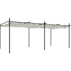 vidaXL pergola med sammenrulleligt tag 589x292x230 cm cremefarvet - Festtelte & havepavilloner