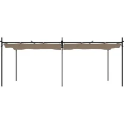 vidaXL pergola med sammenrulleligt tag 589x292x230 cm gråbrun - Festtelte & havepavilloner