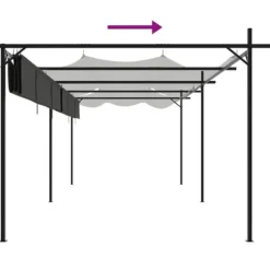 vidaXL pergola med sammenrulleligt tag 589x292x230 cm antracitgrå - Festtelte & havepavilloner