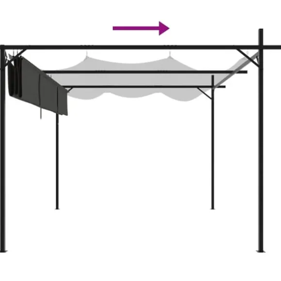 vidaXL pergola med sammenrulleligt tag 295x292x230 cm antracitgrå - Festtelte & havepavilloner