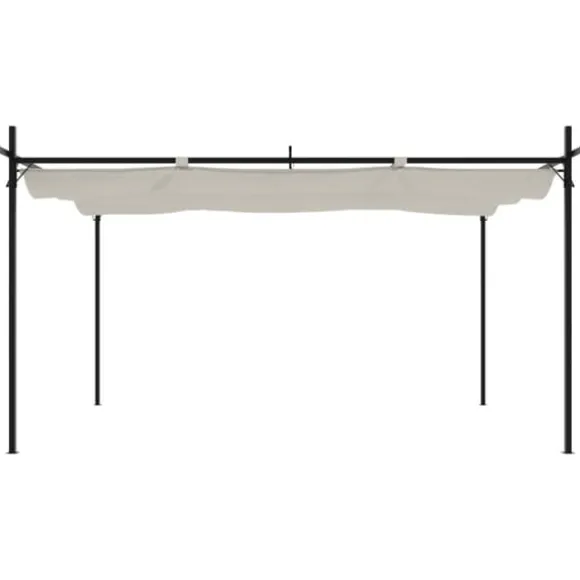 vidaXL pergola med sammenrulleligt tag 395x292x230 cm cremefarvet - Festtelte & havepavilloner