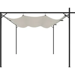 vidaXL pergola med sammenrulleligt tag 395x292x230 cm cremefarvet - Festtelte & havepavilloner