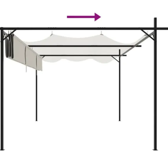 vidaXL pergola med sammenrulleligt tag 395x292x230 cm cremefarvet - Festtelte & havepavilloner