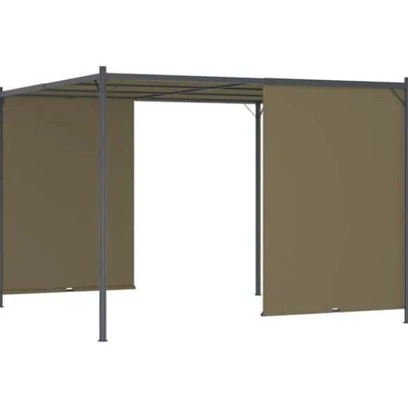 vidaXL pergola med tilbagetrækkeligt tag 3x3 m 180 g/m² gråbrun - Havebuer, espalierer & pergolaer