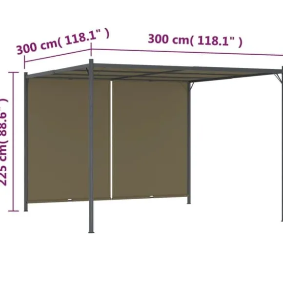 vidaXL pergola med tilbagetrækkeligt tag 3x3 m 180 g/m² gråbrun - Havebuer, espalierer & pergolaer