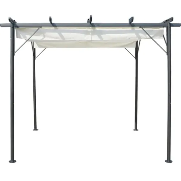 vidaXL pergola med tilbagetrækkeligt tag 3x3 m stål cremefarvet - Havebuer, espalierer & pergolaer
