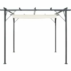 vidaXL pergola med tilbagetrækkeligt tag 3x3 m stål cremefarvet - Havebuer, espalierer & pergolaer