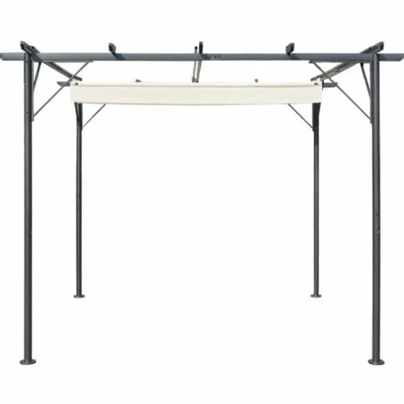 vidaXL pergola med tilbagetrækkeligt tag 3x3 m stål cremefarvet - Havebuer, espalierer & pergolaer