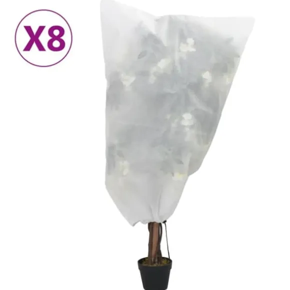 vidaXL plantebeskyttelse med snore 8 stk. 70 g/m² 0,8x1 m