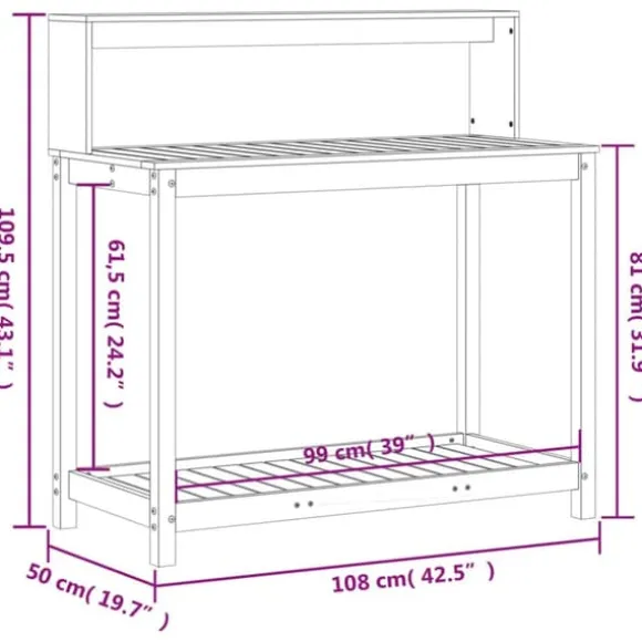 vidaXL plantebord med hylder 108x50x109,5 cm massivt douglasgran - Planteborde