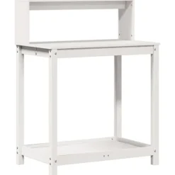 vidaXL plantebord med hylder 82,5x50x109,5 cm massivt fyrretræ hvid - Planteborde