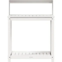 vidaXL plantebord med hylder 82,5x50x109,5 cm massivt fyrretræ hvid - Planteborde