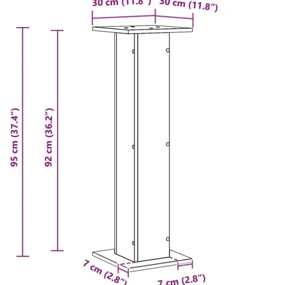 vidaXL Planteholder 2 pcs Sort eg 30 x 30 x 95 cm Konstrueret træ
