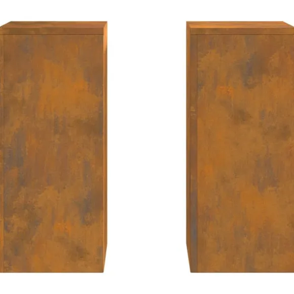 vidaXL Planteholdere 2 pcs Rusten 24 x 24 x 55 cm Forvitret stål