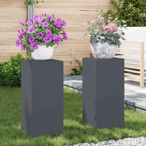 vidaXL Planteholdere 2 pcs Antracit 24 x 24 x 55 cm Stål