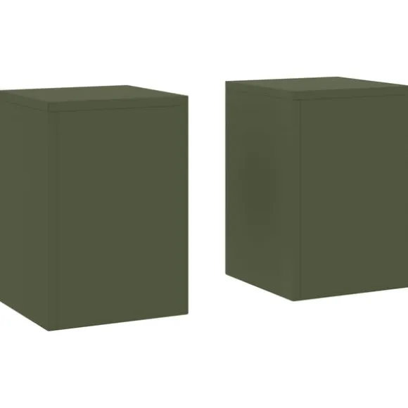 vidaXL Planteholdere 2 pcs Olivengrøn 24 x 24 x 35 cm Stål