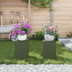 vidaXL Planteholdere 2 pcs Olivengrøn 24 x 24 x 35 cm Stål