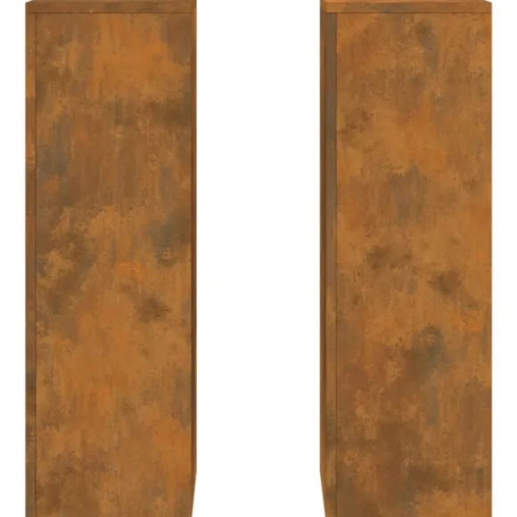 vidaXL Planteholdere 2 pcs Rusten 24 x 24 x 75 cm Forvitret stål