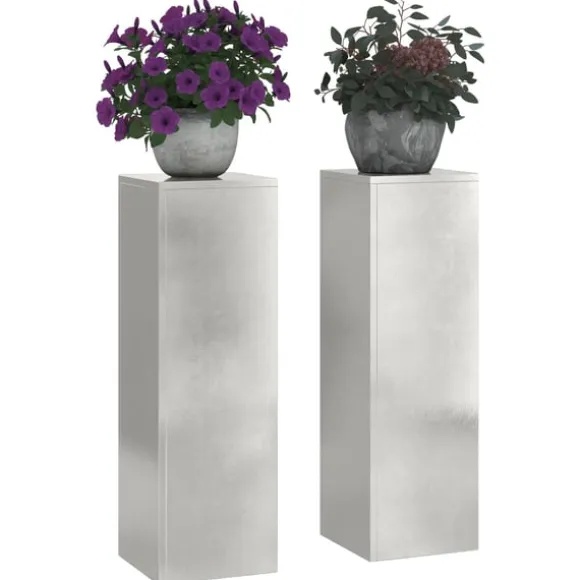 vidaXL Planteholdere 2 pcs Sølv 24 x 24 x 75 cm Rustfrit stål
