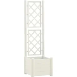 vidaXL plantekasse med espalier 43x43x142 cm PP hvid - Plantekrukker