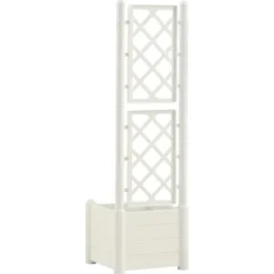 vidaXL plantekasse med espalier 43x43x142 cm PP hvid - Plantekrukker